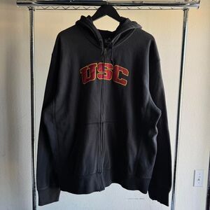 Y2K 2000s Nike USC Zip up Hoodie Jacket in Black and Red